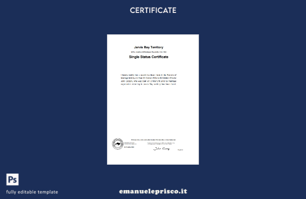 modello di certificato di divorzio in stile verificato Australia Jervis Bay Terr